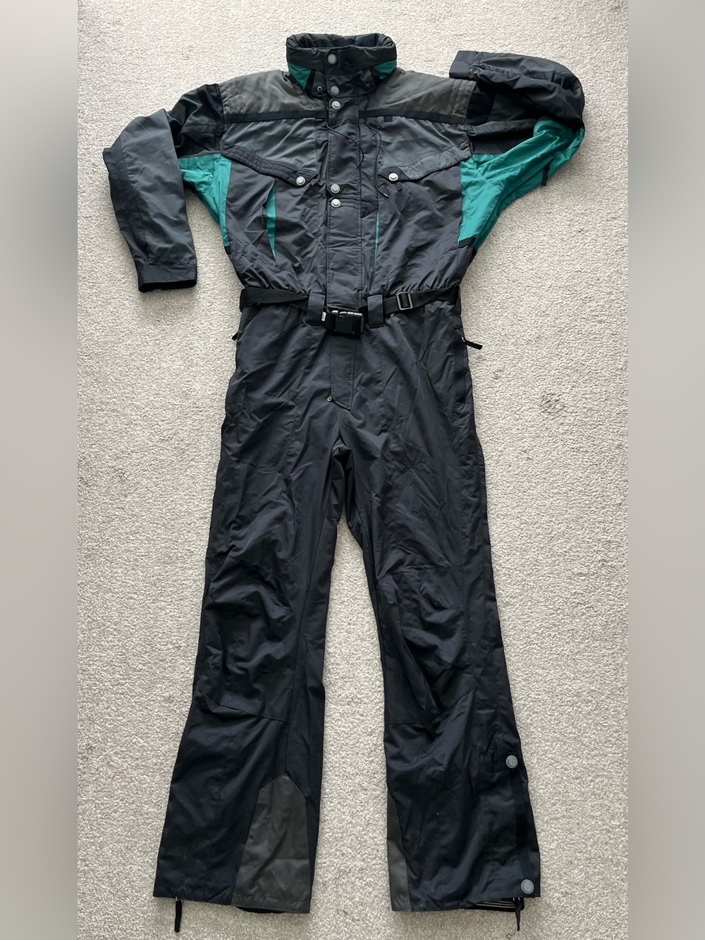 NWOT Obermeyer Black and Teal One-Piece Ski Suit Mens Size XXL Tall